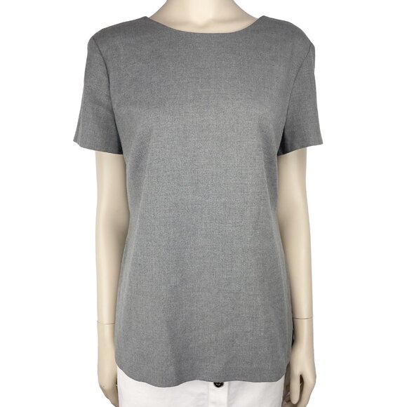 BANANA REPUBLIC Bow Back Gray Suiting Top Short Sleeve Lining Office sz Medium - Picture 2 of 7